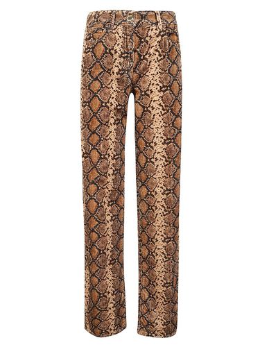 Printed Wide Leg Velvet Trousers - Pinko - Modalova