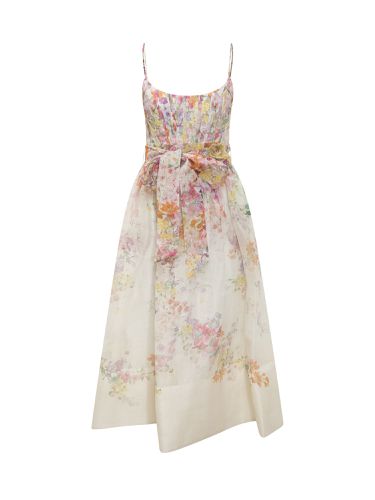 Silk And Linen Dress With Floral Pattern - Zimmermann - Modalova