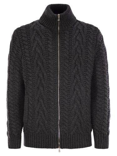 Soft Virgin Wool And Cashmere Braided Buttoned Cardigan With Zip - Brunello Cucinelli - Modalova