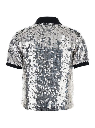 Pupazzo Silver Polo With Sequin All-over In Tech Fabric Woman - Pinko - Modalova