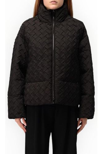 Metallic Effect Interwoven Puffer Jacket - Emporio Armani - Modalova