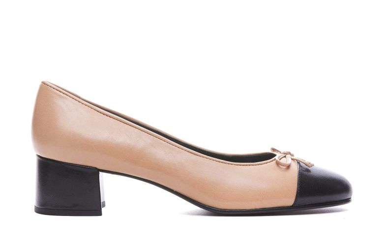 Ballet Flats With Bow Detail And Bi-color Toe In Smooth Leather - Tory Burch - Modalova