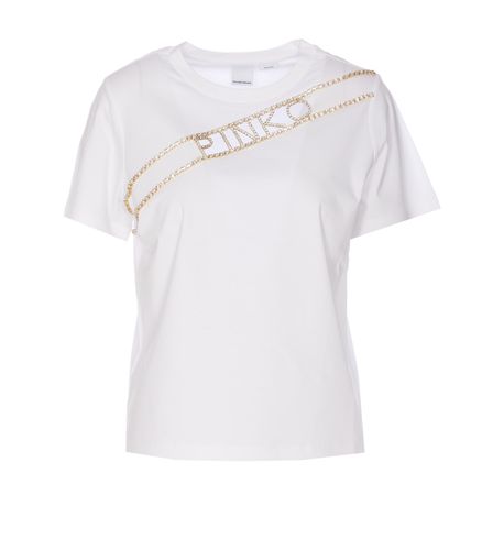 Pinko T-shirt With Rhinestone Logo - Pinko - Modalova