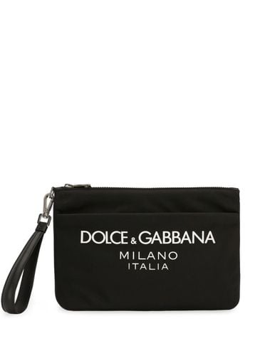 Pouch With Contrasting Rubberized Logo In Nylon Man - Dolce & Gabbana - Modalova