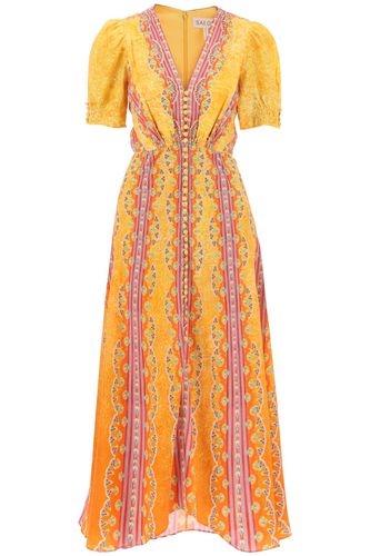 Saloni Long Silk Dress Lea In Eight - Saloni - Modalova