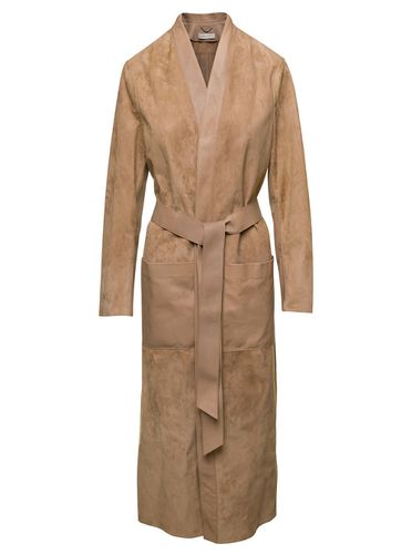 Brown Belted Trench Coat In Suede Woman - Golden Goose - Modalova