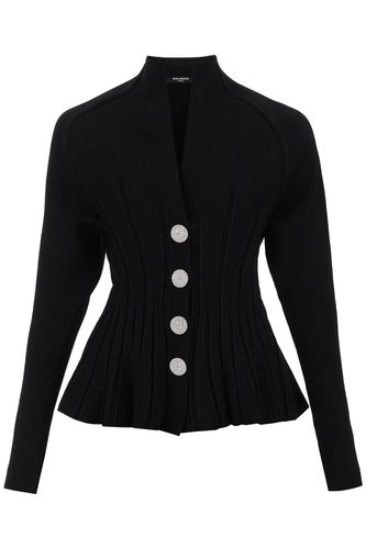 Ribbed Viscose Peplum Cardigan - Balmain - Modalova