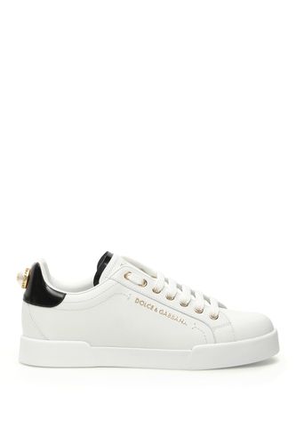 Portofino Leather Sneakers Dg Pearl - Dolce & Gabbana - Modalova