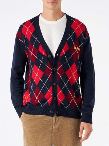 Man Cashmere Blend Cardigan With Argyle Jacquard - MC2 Saint Barth - Modalova