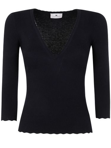 V Neck Knit Sweater - Elisabetta Franchi - Modalova