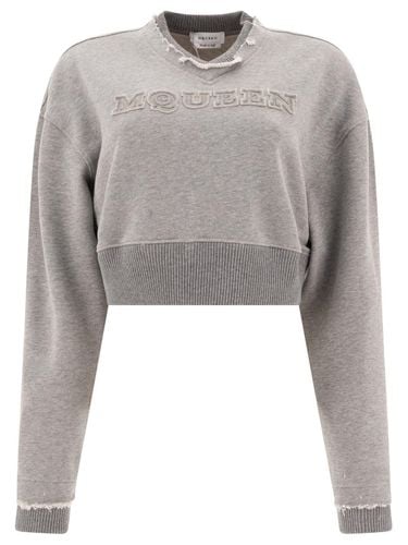 Logo Detailed Cropped Sweatshirt - Alexander McQueen - Modalova