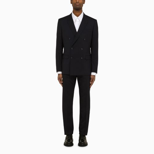 Dark Blue Wool Double-breasted Suit - Dolce & Gabbana - Modalova