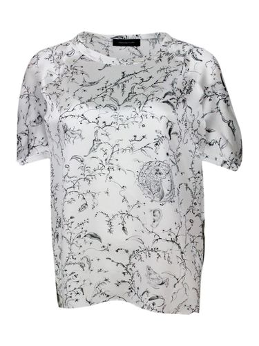 Crew-neck, Short-sleeved, Oversized Silk Shirt With Branch Patterned Print - Fabiana Filippi - Modalova