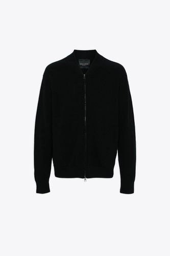 Bomber Ml Costa Con Zip Black ribbed wool cardigan with zip - Roberto Collina - Modalova