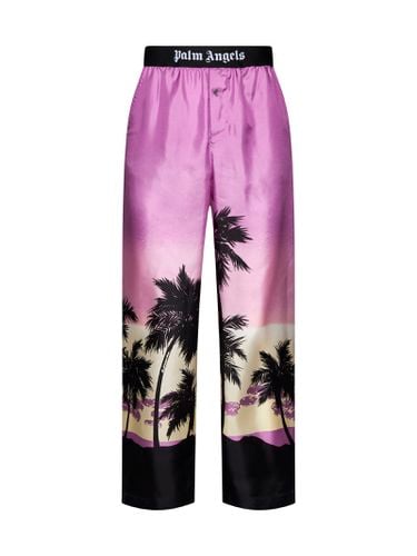 Printed Silk Pyjama Pant - Palm Angels - Modalova