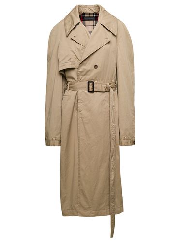 Deconstructed Trench Coat With Matching Belt In Cotton Twill Woman - Balenciaga - Modalova