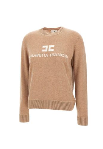 Logo Embroidered Crewneck Jumper - Elisabetta Franchi - Modalova