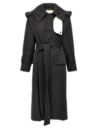 Belted Wool Trench Coat - Victoria Beckham - Modalova