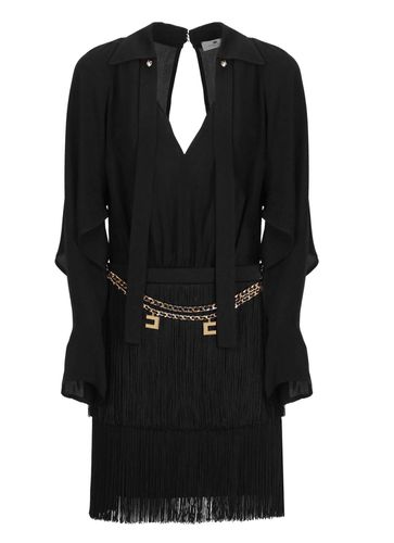 Chain Detailed Fringed Mini Dress - Elisabetta Franchi - Modalova