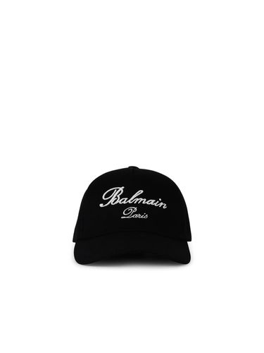 Balmain signature Black Cotton Cap - Balmain - Modalova