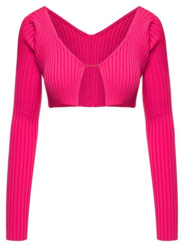 Pralù Pink Ribbed Cropped Cardigan In Viscose Woman - Jacquemus - Modalova