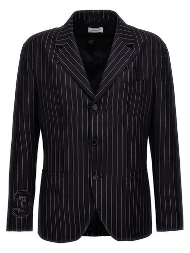 Print Pinstriped Straight Hem Blazer - Off-White - Modalova