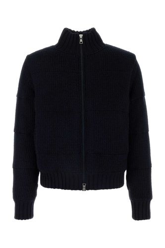 Blue Wool Padded Cardigan With Zip - Moncler - Modalova