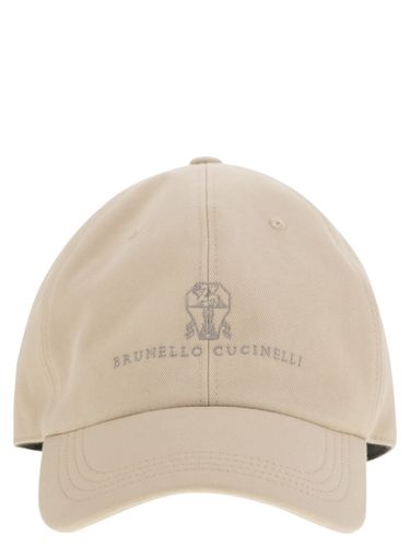 Baseball Cap In Garment-dyed Twisted Cotton Gabardine With Embroidered Logo - Brunello Cucinelli - Modalova