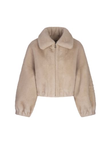 Beige Faux Fur Short Caban - Valentini 1972 - Modalova