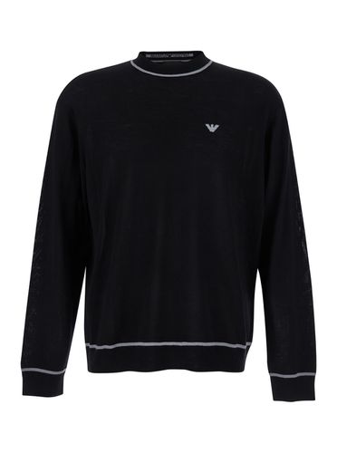 Sweater With Logo Embroidery In Wool Woman - Emporio Armani - Modalova