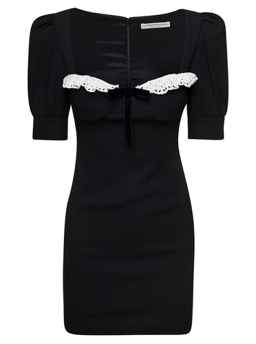 Mini Dress With Lace Detail On The Front In Wool Woman - Alessandra Rich - Modalova