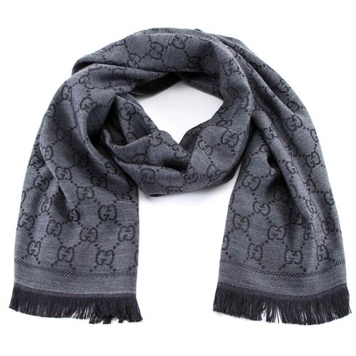 Black Knitted Gg Jacquard Scarf - Gucci - Modalova