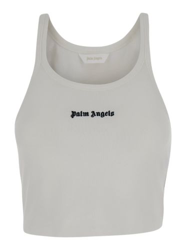 Cropped Tank Top With Embroidered Logo In Cotton Woman - Palm Angels - Modalova