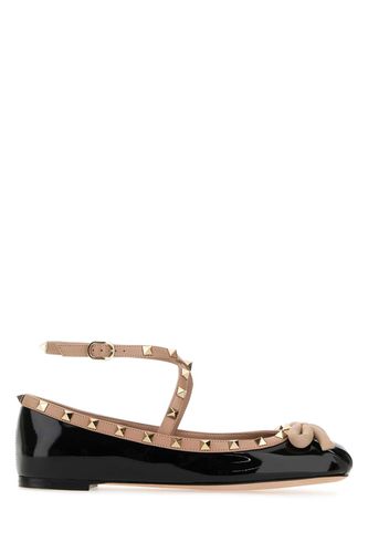 Black Leather Rockstud Ballerinas - Valentino Garavani - Modalova