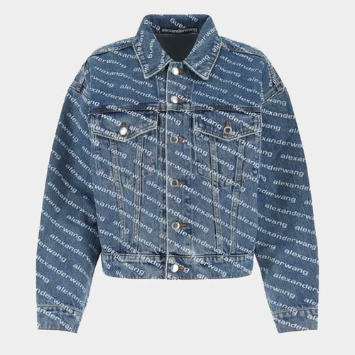 Deep Blue And White Denim Logo Jacket - Alexander Wang - Modalova