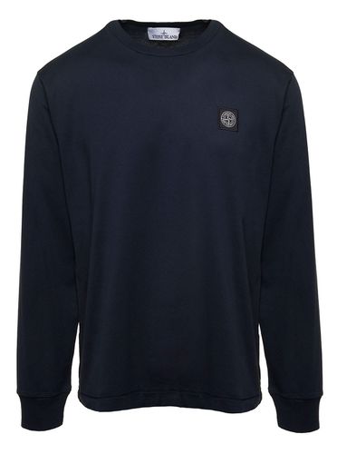 Blue Long-sleeved T-shirt With Logo Patch In Cotton Man - Stone Island - Modalova