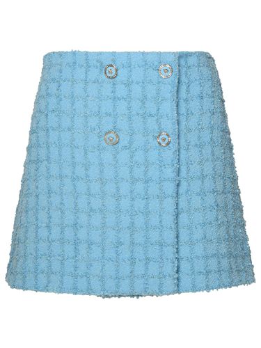 Skirt In Light Blue Virgin Wool Blend - Versace - Modalova