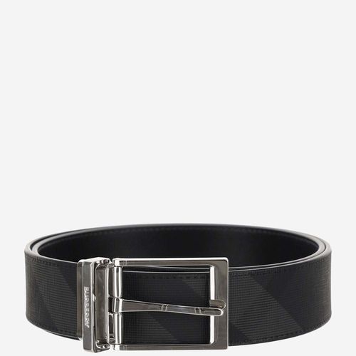 Check Leather Reversible Belt - Burberry - Modalova