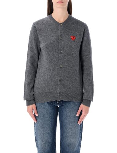 Wool Cardigan With Red Crystal Heart - Comme des Garçons Play - Modalova