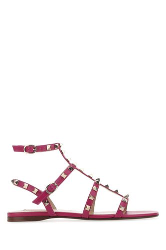 Tyrian Purple Leather Rockstud Sandals - Valentino Garavani - Modalova