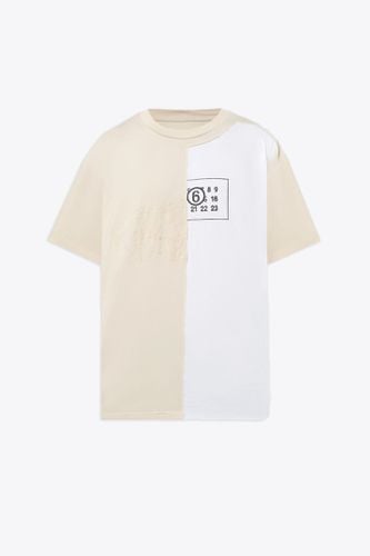 T-shirt White and patchwork t-shirt with graphic logo - MM6 Maison Margiela - Modalova