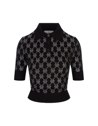 Knitted Strass Polo-neck Ss Monogram - Philipp Plein - Modalova