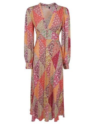 Pattern Printed V-neck Long Dress - RIXO - Modalova