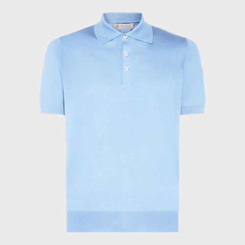 Light Blue Cotton Polo Shirt - Brunello Cucinelli - Modalova