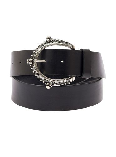 Belt With Circle Buckle In Leather Woman - Parosh - Modalova