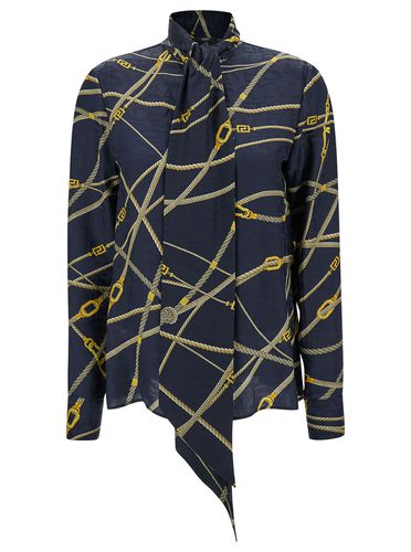 Shirt With Scarf And Barocco Motif In Silk Blend Woman - Versace - Modalova