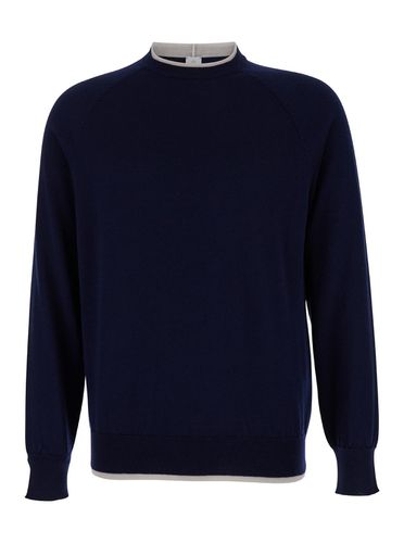 Crewneck Sweater With Ribbed Trim In Wool Man - Eleventy - Modalova