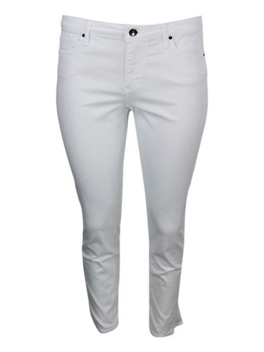 Pocket Trousers In Soft Stretch Cotton Super Skinny Capri. Zip And Button Closure - Armani Collezioni - Modalova