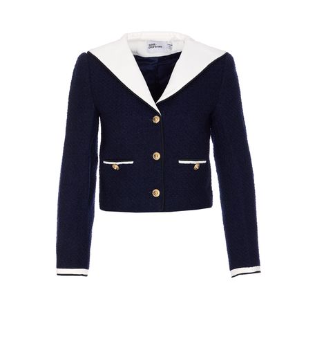 Boucle Contrast Collar Jacket - self-portrait - Modalova
