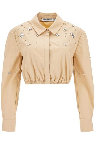 Cropped Shirt With Crystals - self-portrait - Modalova